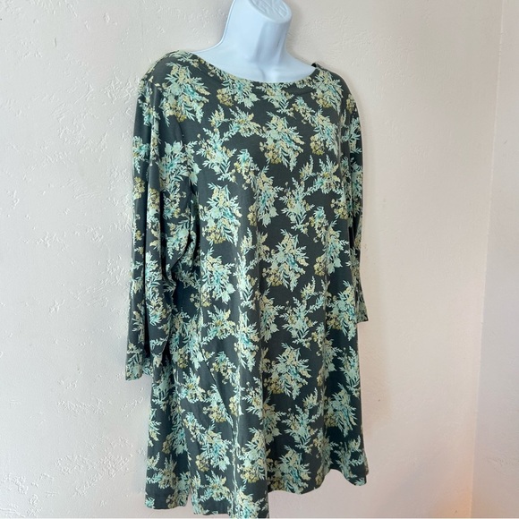 J.Jill Green Floral Luxe Supima 3/4-Sleeve Tunic Top Size XL - Picture 3 of 9